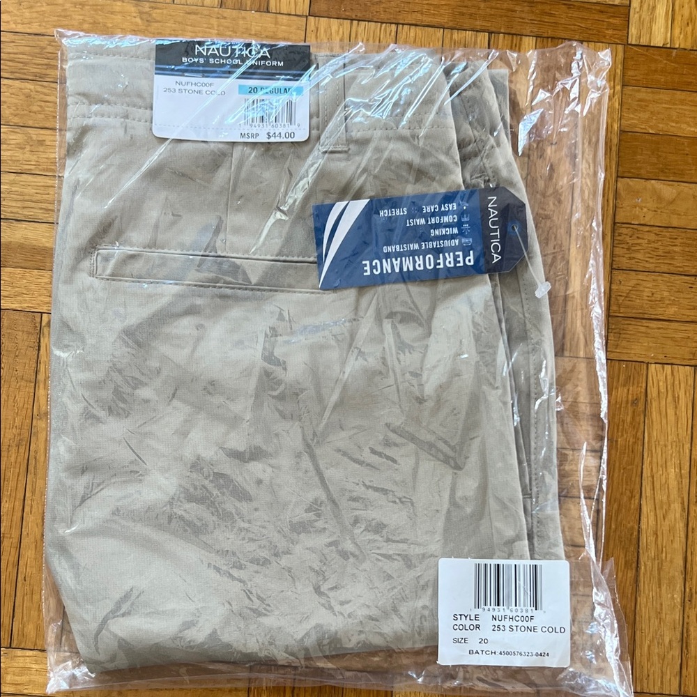 Nautica Boys Uniform Stone Khaki Performance Pants